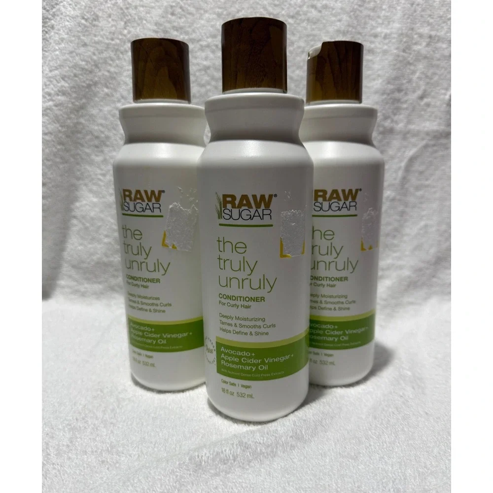 Raw Sugar The Truly Unruly Conditioner Curly Hair Avocado Apple Cider 18oz 3 Pck